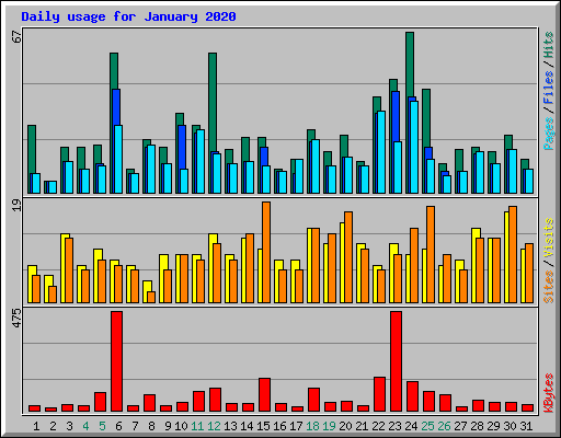 Daily usage for January 2020