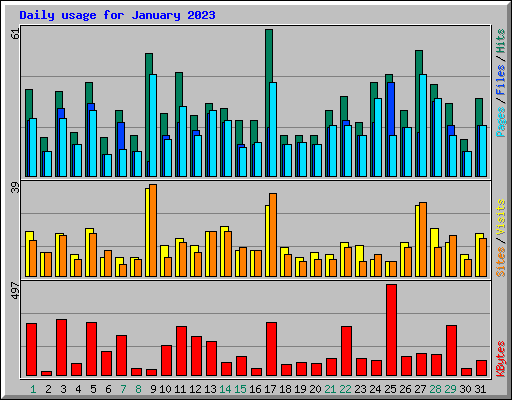 Daily usage for January 2023