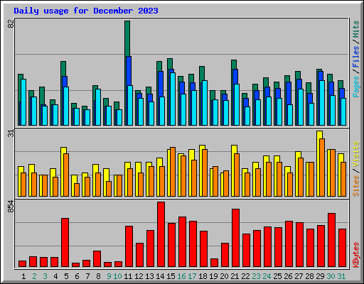 Daily usage for December 2023